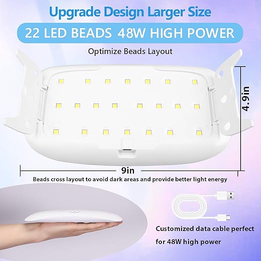 KISREL UV Resin Kit With 22 Lamp Beads Light - Larger Size and 200g Upgraded Hard Type Crystal Clear Resin for Craft Jewelry Making