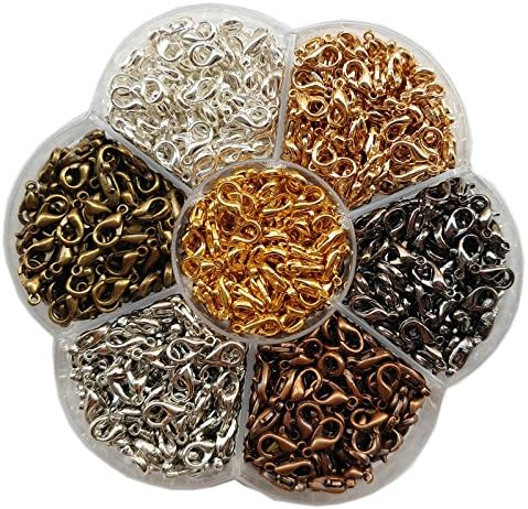 Chenkou Craft 1 Box Around 700pcs 7 Colors Lobster Clasp Jewelry Making Repairing (10x5mm)