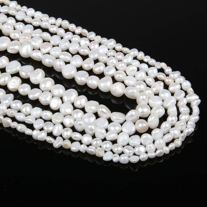 Natural Pearl, Natural Freshwater Cultured Pearls Beads Punch Loose Beads for DIY Jewelry Making Necklace Bracelet Women 14 Inches 2 Strands Pack