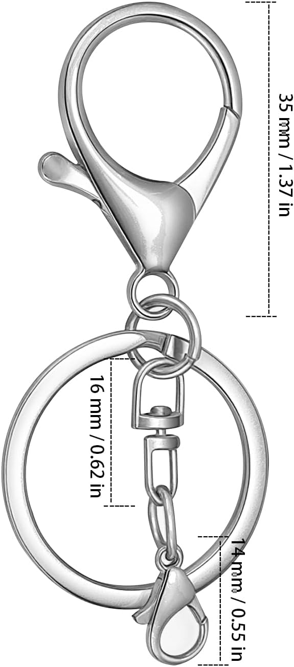 ZEONHAK 50Pcs Lobster Claw Clasps Keychain with Swivel Trigger Clips, Metal Hook Clasps, Flat Split Rings & Mini Lobster Clasps, Jewelry Making Supplies Kit for DIY Crafts, Necklaces, Bracelets
