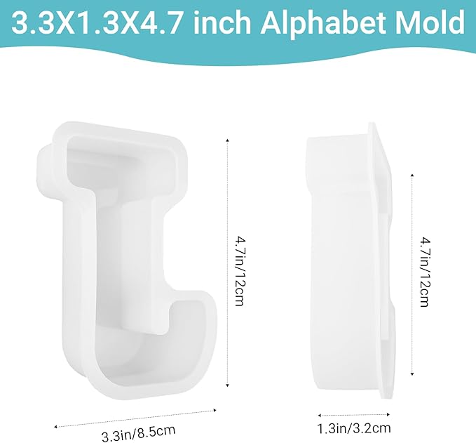 Gartful Resin Letter Molds for Casting, J Capital Alphabet Resin Silicone Molds for Epoxy, Thick 3D Silicone Letter Molds for Making Letters, Word Sign Art, DIY Crafts, Making Candle, Party Home Decor