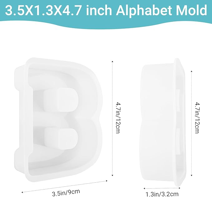 Gartful Resin Letter Molds for Casting, B Capital Alphabet Resin Silicone Molds for Epoxy, Thick 3D Silicone Letter Molds for Making Letters, Word Sign Art, DIY Crafts, Making Candle, Party Home Decor