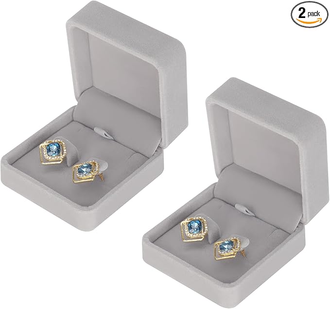 2 Pieces Classic Velvet Jewelry Earring Gift Box for Stud Necklace Pendant, Jewellry Earring Storage Display Case for Wedding Engagement Birthday Anniversary