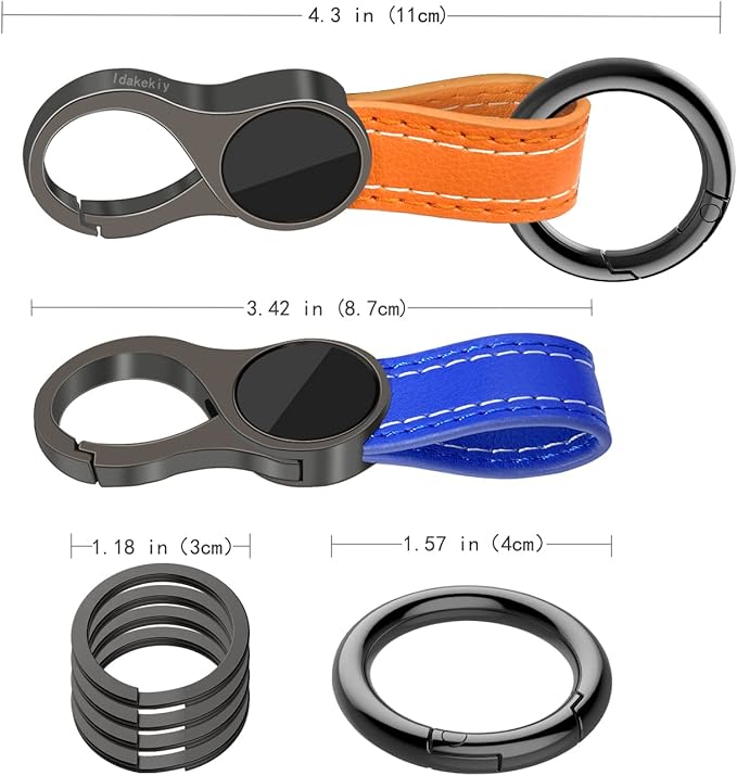 Idakekiy Key Chain with 4 Key Rings and Quick Release Carabiner Clip Leather Car Keychain for Men and Women