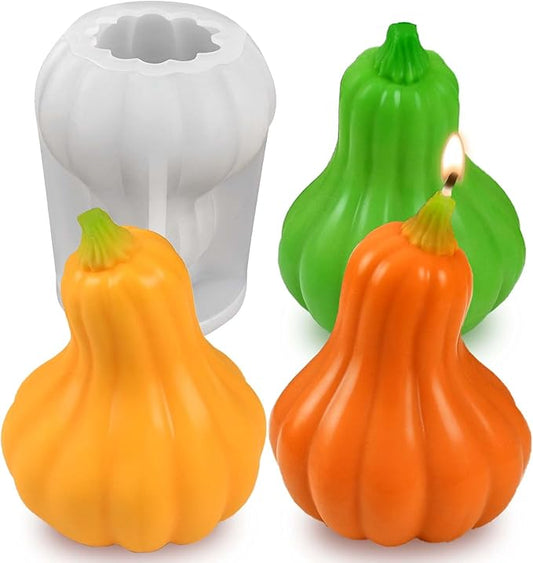ZQYSING Pumpkin Candle Mold, 3D Pumpkin Silicone Mold for Candles Wax Soap Plaster Clay Epoxy Resin Casting, Fall Silicone Molds for Halloween Thanksgiving Home Decor 03