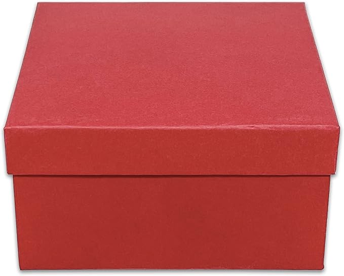 TheDisplayGuys - 100-Pack #34 Cotton Filled Cardboard Paper Jewelry Boxes Gift Case - Matte Red (3.9" x 3.9" x 2.0") - for Shipping or Storage