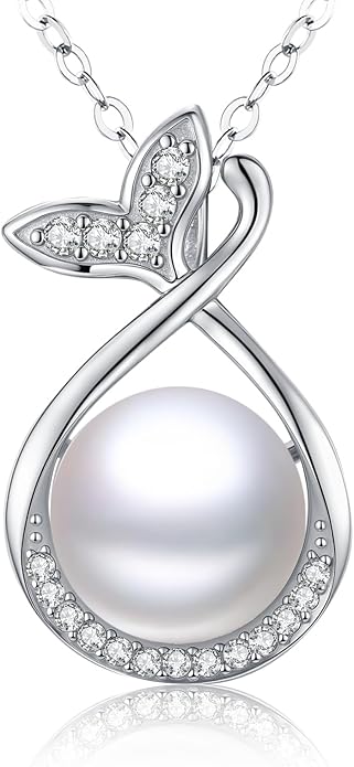 Pearl Pendant Necklace for Women,925 Sterling Silver Pendant Jewelry,Anniversary Christmas Birthday Valentines Gifts for Wife, Mom, Dauhter, Girlfriend,Her