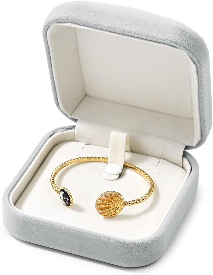 Velvet Bracelet Gift Box - Jewelry Holder With Velvet Interior for Bangles - Storage Box for Birthday, Wedding, Mother's Day, Valentine's Day (Grey)