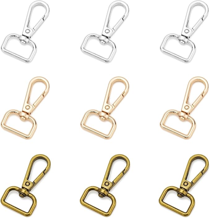 9 Pcs D Ring Swivel Lobster Claw Clasp Push Gate Snap Hooks Trigger Clips for DIY Crafts Keychain Purse Handbag Making,3/4 Inch Mixed