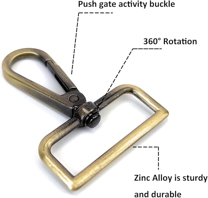 10 Pcs D Ring Swivel Lobster Claw Clasps Push Gate Snap Hooks Trigger Clips for Purse Keychain Strap Making