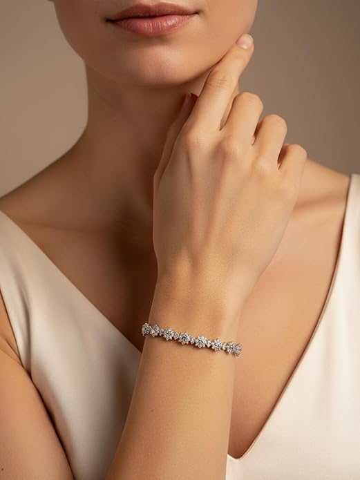 D Color VVS1 Clarity Moissanite and Genuine Sapphire/Emerald/Ruby Tennis Bracelets for Women 2.22ct-10.45ct, Solid 925 Sterling Silver, Anniversary Wedding Valentines Jewelry for Her, Length 5.9-7.5 Inch(15-19cm)