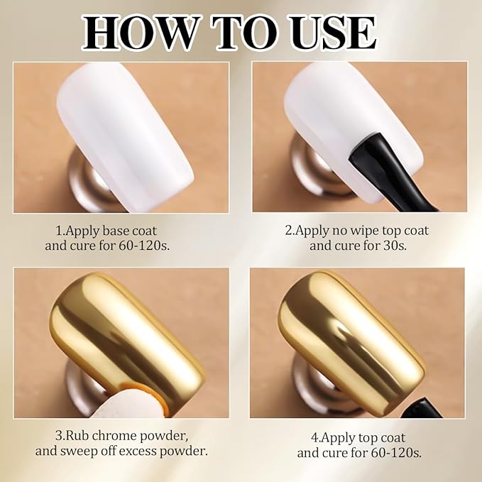 Chrome Nail Powder Set - 12 Colors Chrome Powder for Nails White Pearl Mirror Effect Gold Silver Champagne Metallic Holographic Dip Nail Powder Kit Glitter Pigment for Manicure Decor