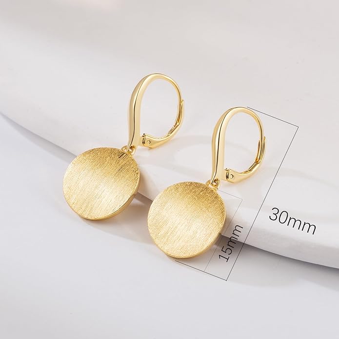 Cossa Dangle Earrings 14K Gold Drop Earrings for Women Disc Dangle Stylish Leverback Earring with Cubic Zirconia Drop Earring A Must-have Fashion Accessory