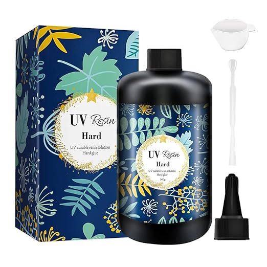 OSBANG Crystal Clear Hard UV Resin Upgraded Formula Ultraviolet Fast Curing for Jewelry Making Craft Decoration, Hard Transparent Glue Solar Cure Sunlight Activated Resin (500g)