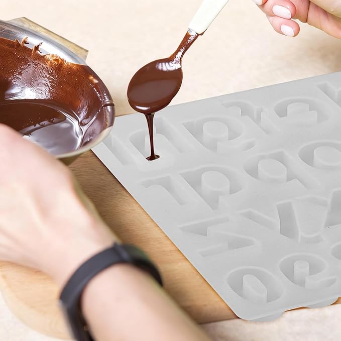 1pc Alphabet Ornament Mold Alphabet Resin Molds Silicone Molds for Resin Number Silicone Keychain Molds DIY Sugar Mould Number Manual Chocolate Candies Child