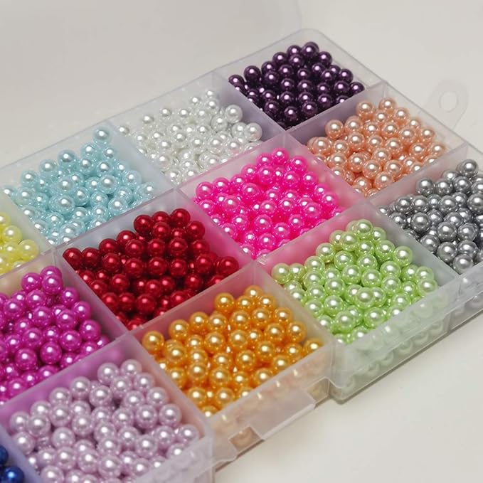 Chenkou Craft 2250pcs 5mm Assorted 15 Colors No Hole Round Ball Bead Scrapbooking Craft DIY Beads Decoration + Plastic Box (Assorted Colors, 5mm)