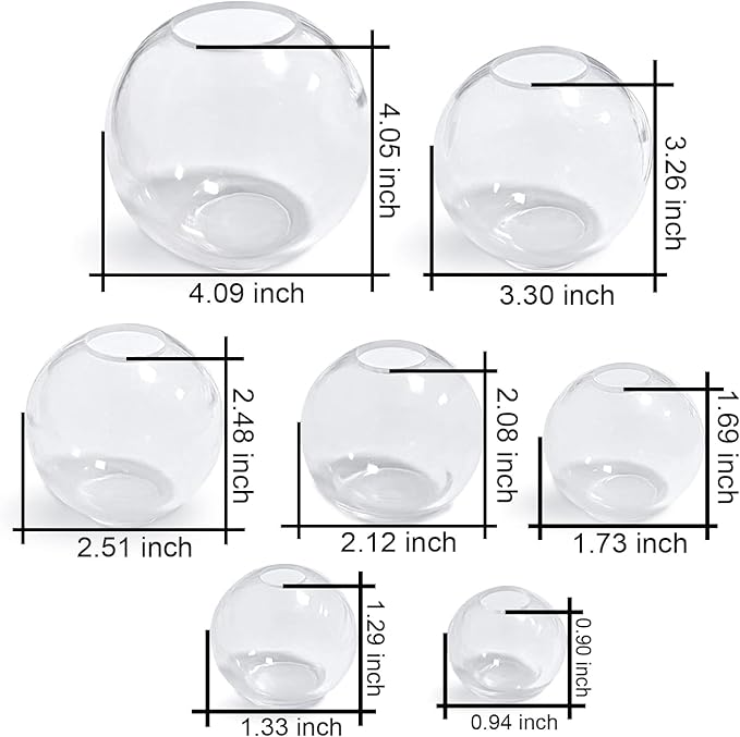 Loyohep Set of 4,3",2.5",2",1.7",1.3",0.9" Clear Sphere Molds Silicone,Large 3D Seamless Sphere Silicone Molds for Resin Casting,Round Ball Orbs Epoxy Resin Molds for Jewelry, Soap, Candle,Flower DIY