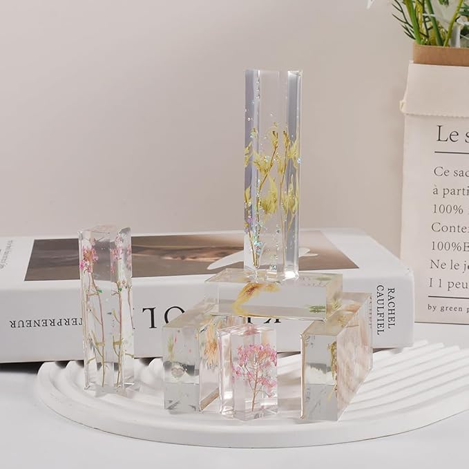 11pcs Resin Molds Cube Hexahedron Molds Crystal Square Rectangular Resin Art Display Mold 11 Sizes UV Epoxy Resin Silicone Molds Home Office Décor