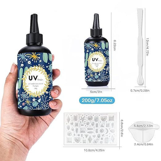 OSBANG Crystal Clear Hard UV Resin Upgraded Formula Ultraviolet Fast Curing for Jewelry Making Craft Decoration Hard Transparent Glue Solar Cure Sunlight Activated Resin Casting & Coating (200g)