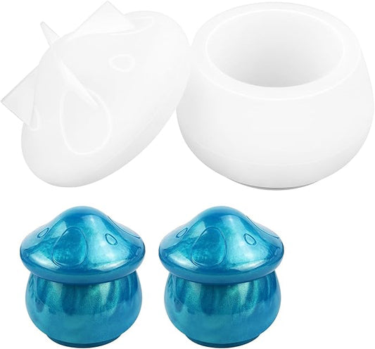 Mushroom Jars Silicone Molds with Lid Jar Resin Moulds Silicone for Epoxy Resin Casting for DIY Crafting, Candy Container, Jewelry Storage Box