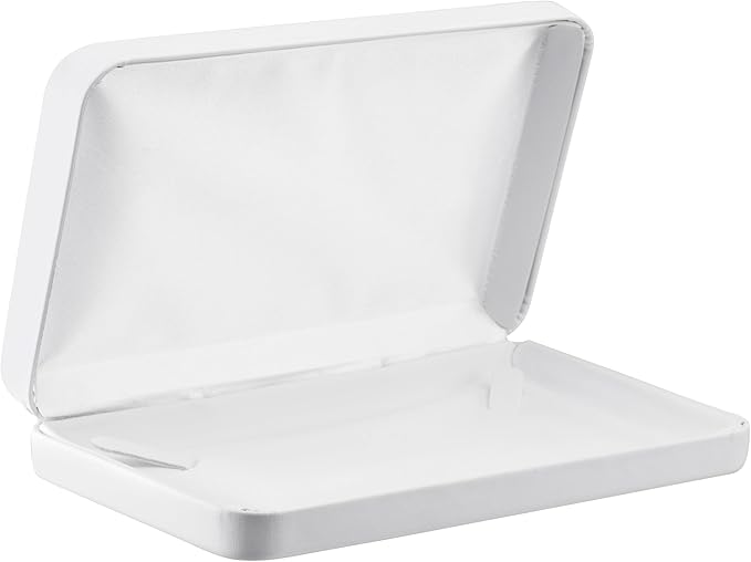 Necklace Gift Box – Luxury White PU Leatherette Large Jewelry Display & Storage Case with Satin Lid and White Packer for Wedding, Anniversary & Engagement