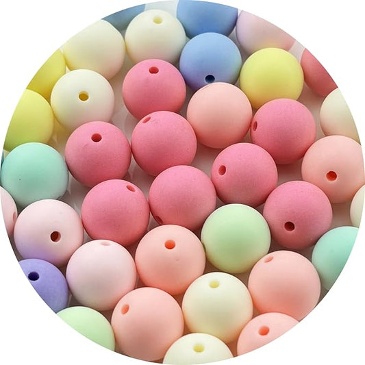 YUEXIGO 40pcs Acrylic Round Beads for Crafts 16mm Resin Candy Color Spacer Beads with Hole for Jewelry Making Sewing Crafts Decoration Necklaces Bracelets Earrings Supplies(Frosted Mix Colors)