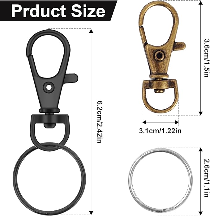 120PCS Premium Swivel Lanyard Snap Hook with Key Rings, Metal Keychain Hooks for Jewelry Making, Crafts (Multicolor)