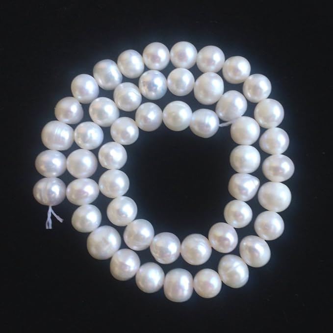 Adabele 28 Inch Real Natural Grade A Potato Round White Cultured Freshwater Pearl Loose Beads 8-9mm for Jewelry Making fp2-89