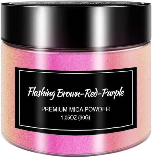 SVECKE Chameleon Mica Powder Color Shift Pigment Powder for Epoxy Resin Painting Soap Making Bath Bombs Candle Making Slime(1oz/Bottle) (Red)