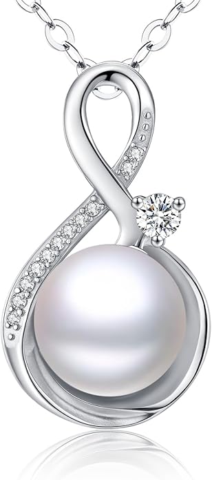 Pearl Pendant Necklace for Women,925 Sterling Silver Pendant Jewelry,Anniversary Christmas Birthday Valentines Gifts for Wife, Mom, Dauhter, Girlfriend,Her