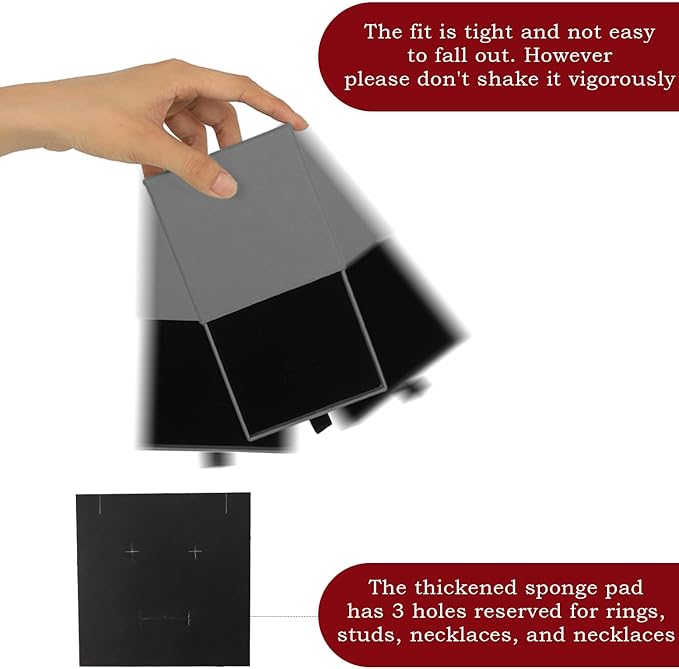 Nsmykhg Jewelry Gift Box Velvet-Lined,12 Pack Compact Drawer Style for Earrings & Rings, Necklace & Bracelet Organizer, 3.93x3.93x1.65 Inches, Stackable Elegant Jewelry Display & Storage Box (Grey)