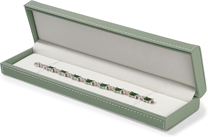 Jewelry Box PU Leather Necklace/Long Chain Gift Box Velvet Jewellery Storage Case Engagement, Anniversary(Green)