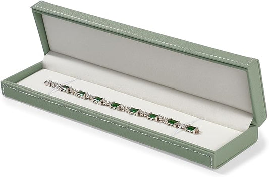 Jewelry Box PU Leather Necklace/Long Chain Gift Box Velvet Jewellery Storage Case Engagement, Anniversary(Green)