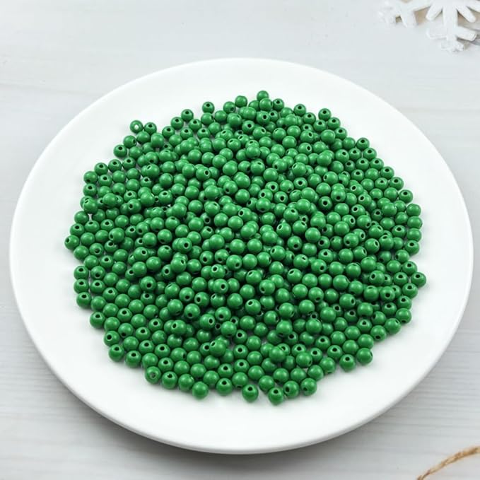 YUEXIGO 700pcs Acrylic Round Beads for Crafts 6mm Resin Candy Color Spacer Beads with Hole for Jewelry Making Sewing Crafts Decoration Necklaces Bracelets Earrings Supplies(Dark Green)