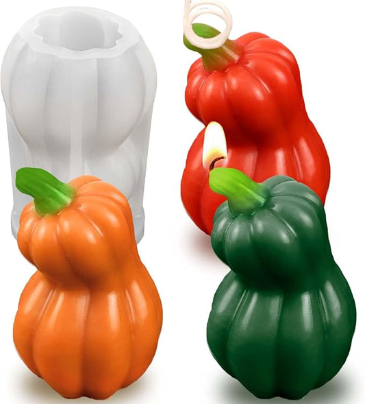 ZQYSING Pumpkin Candle Mold, 3D Halloween Silicone Molds for Candles Wax Soap Plaster Clay Epoxy Resin Casting, Thanksgiving Fall Theme Silicone Mold for Home Decor 02