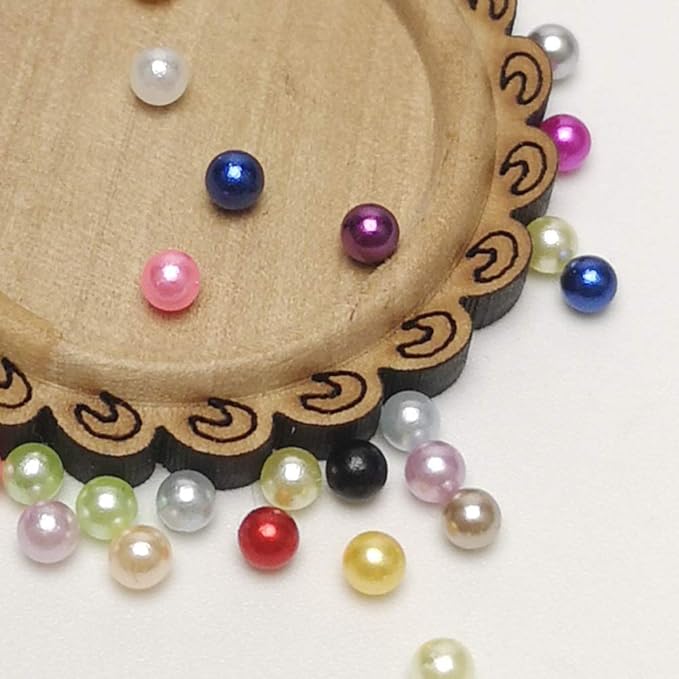 Chenkou Craft 12000pcs 2.8mm Assorted 15 Colors No Hole Round Ball Bead Scrapbooking Craft DIY Beads Decoration + Plastic Box (Assorted Colors, 2.8mm)