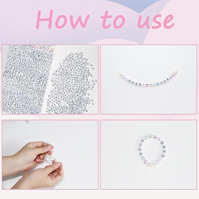 YMSDZHL Alphabet Beads A-Z 1300+Pcs Letter Beads, Acrylic 4x7mm Round Letter Beads Kits,Black Digit and Colorful Smile Beads for Bracelets Necklaces DIY Jewelry Making (Black,1300+PCS)