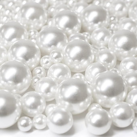 300Pcs Vase Filler White No Hole Faux Pearl Beads for Vase Filling Decorations, Candle Centerpieces, Wedding Centerpieces, Home Party Decor (8/14/20mm)