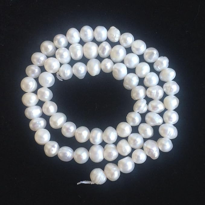Adabele 14 Inch Real Natural Potato Round White Cultured Freshwater Pearl Loose Beads 5-6mm for Jewelry Making fp3-56