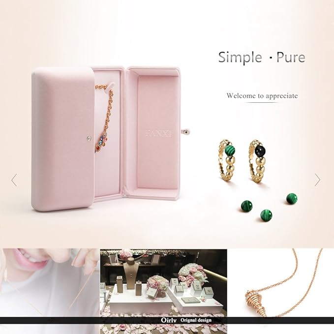 Oirlv Pink Velvet Jewelry Packaging Box Large Necklace Display Storage Case Large Necklace Gift Box