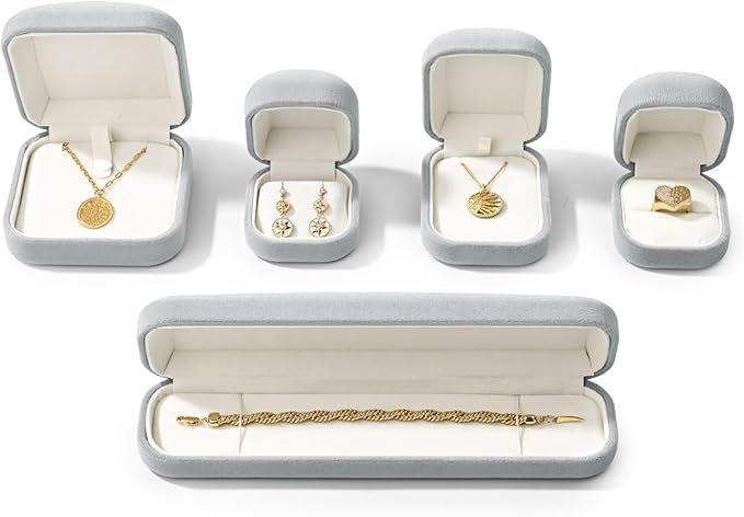 Velvet Bracelet Gift Box - Jewelry Holder With Velvet Interior for Bangles - Storage Box for Birthday, Wedding, Mother's Day, Valentine's Day (Grey)