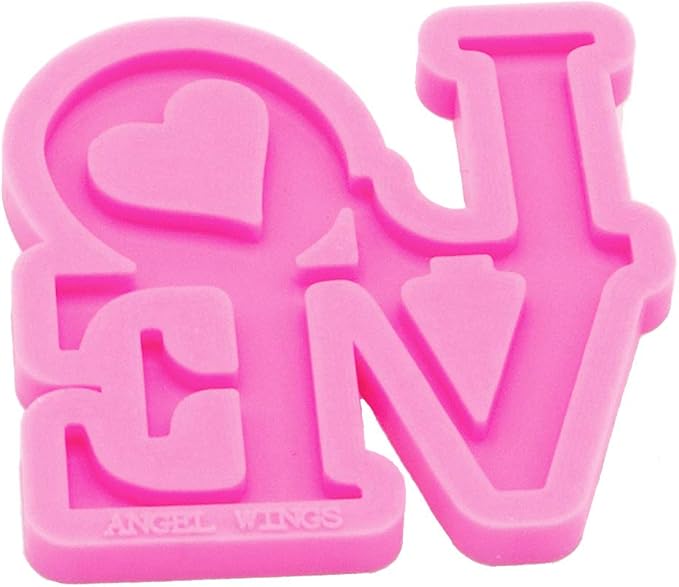 Shiny Love Heart Letter Mold Resin Keychain Molds Silicone Mold for Resin Casting Jewelry Making Silicone Molds Polymer Clay Mold Home Decoraion Mould