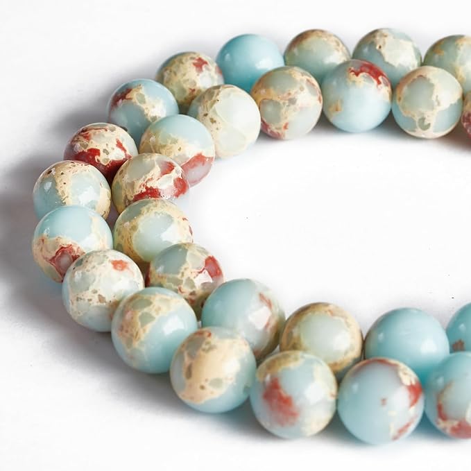 100pcs 6mm Snakeskin Imperial Beads Natural Gemstone Beads Round Loose Beads for Jewelry Making