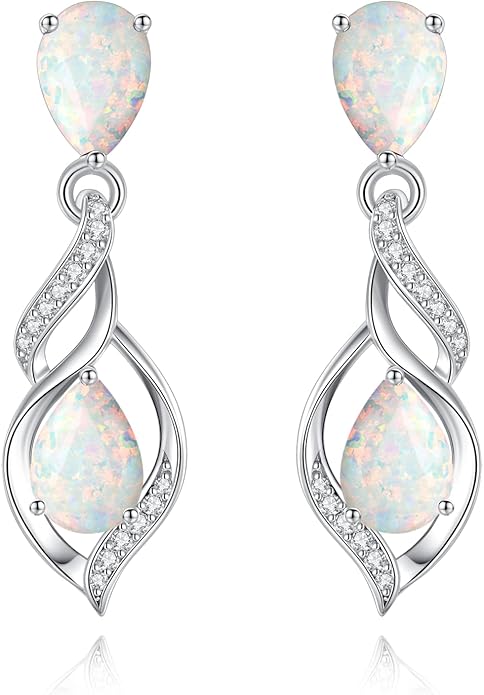 FANCIME Gift for Women Birthstone Earrings for Her Teardrop Birthstone Earrings S925 Sterling Silver infinity Love Birthday Gifts for Mom Women