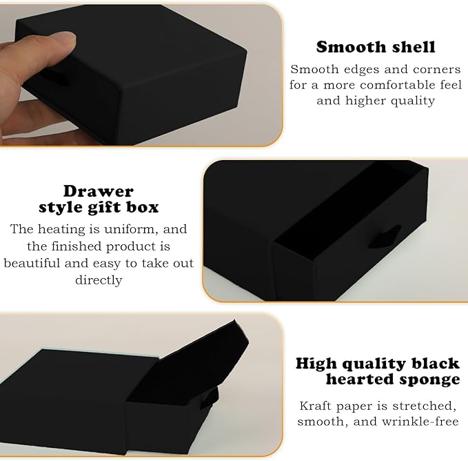 Nsmykhg Jewelry Gift Box Velvet-Lined,12 Pack Compact Drawer Style for Earrings & Rings, Necklace & Bracelet Organizer, 3.93x3.93x1.65 Inches, Stackable Elegant Jewelry Display & Storage Box (Black)