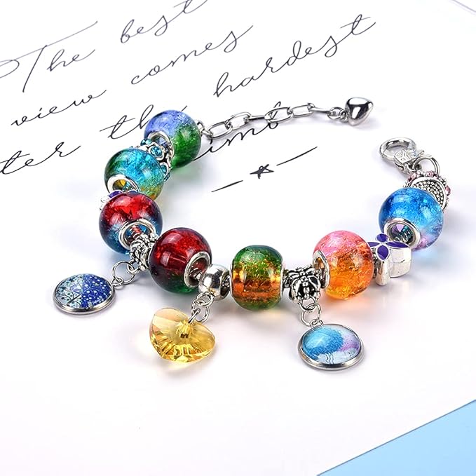 60 Pieces Assorted European Beads with Plating Silver Metal Alloy Rhinestone Large Hole Spacer Beads for DIY Charm Bracelet Jewelry Making (Alloy Glass Assembly)