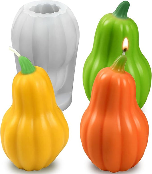 ZQYSING Pumpkin Candle Mold, Thanksgiving Pumpkin Silicone Molds for Candles Wax Soap Plaster Clay Epoxy Resin Casting, Halloween Fall Theme Silicone Mold for Home Decor 05