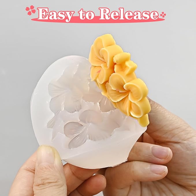 Plumeria Flower Silicone Molds, Plumeria Floral Molds for Candle Wax Making Handmade Soap Aromatherapy Gypsum Polymer Clay Craft Decoration Fondant Mold