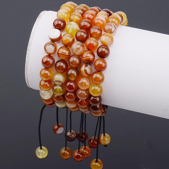 MASSIVE BEADS Natural Healing Power Gemstone Crystal Beads Unisex Adjustable Macrame Bracelets