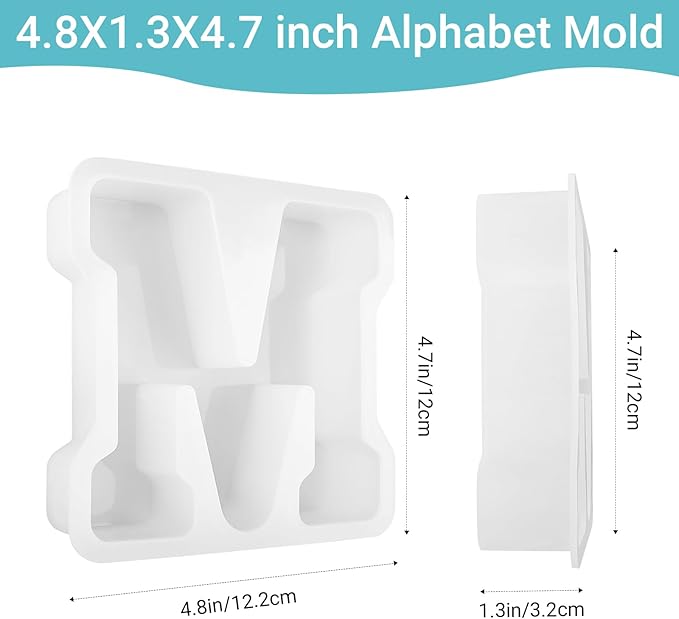 Gartful Resin Letter Molds for Casting, M Capital Alphabet Resin Silicone Molds for Epoxy, Thick 3D Silicone Letter Molds for Making Letters, Word Sign Art, DIY Crafts, Making Candle, Party Home Decor